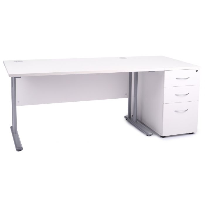 Graphite grey cantilever office desk deals with desk high pedestal bundle