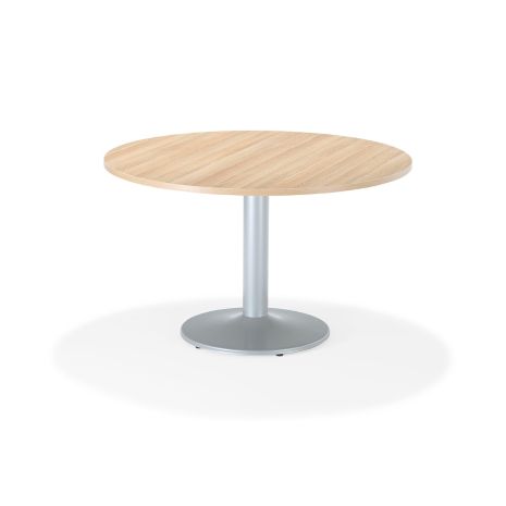 American Light Oak Circular Office Boardroom Table with Silver Trumpet Base