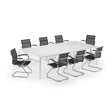 White Executive Bench Style Tables And Mesh Cantilever Bundle