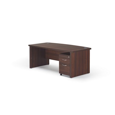 Premium Executive Walnut Bow Fronted Office Desk with Mobile Pedestal Front