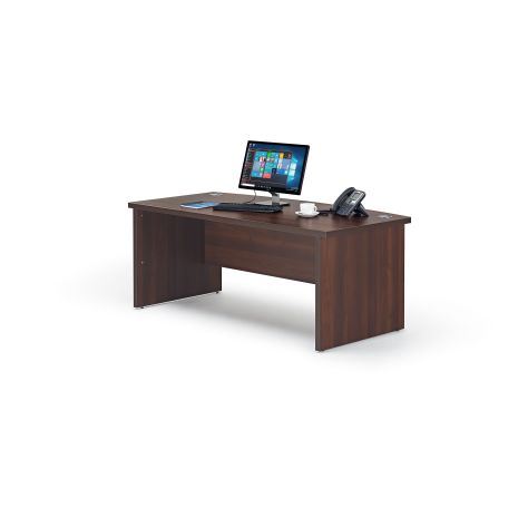 Premium Executive Walnut Bow Fronted Office Desk Front