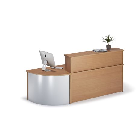 Straight Beech Reception Desk With Curved Unit Bundle