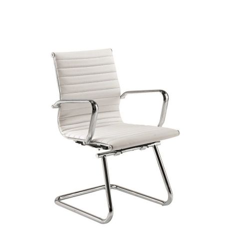 White Charles Eames Style Leather Boardroom Chair 