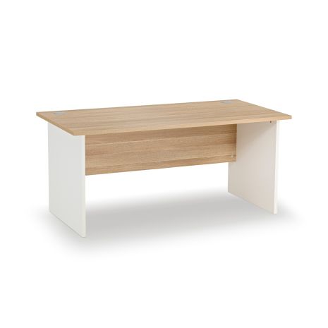 Straight American Light Oak and White Panel End Office Desk