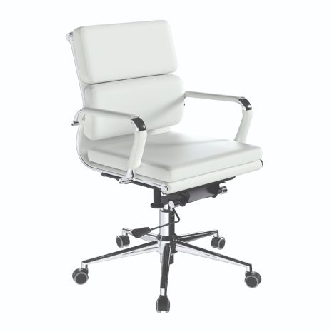 Charles Eames Inspired Soft Padded Mid Back Executive Swivel Chair-White