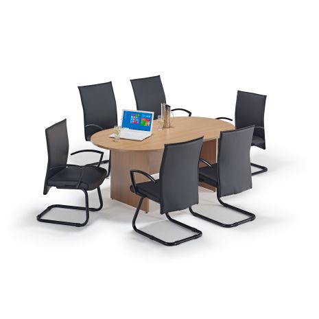 Beech Executive Boardroom Table and Modern Cantilever Chairs Bundle