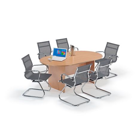 Beech Executive Boardroom Table and Grey Mesh Cantilever Bundle