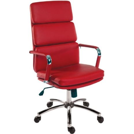 Charles Eames Inspired Executive Leather Swivel Chair - Red Leather