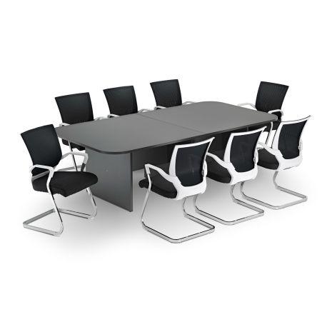 Modern Graphite Grey Rectangular Boardroom Table with Black Cantilever Chairs Bundle