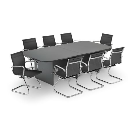 Modern Graphite Grey Rectangular Boardroom Table with Black Mesh Cantilever Chair Bundle