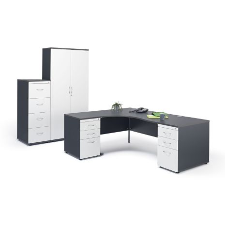 Graphite Grey Office Suite with Pedestals
