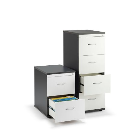 Graphite Grey and White Office Filing Cabinets