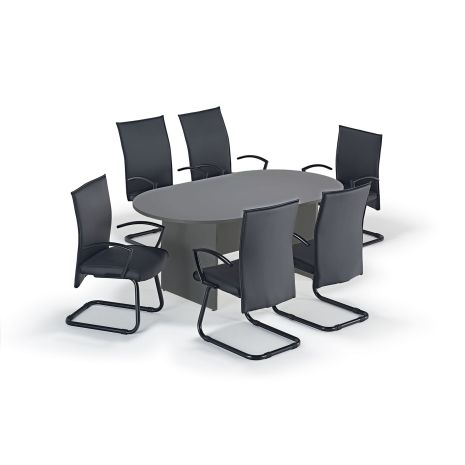 Graphite Grey Executive Office Boardroom Table with Black Modern Cantilever Chair Bundle