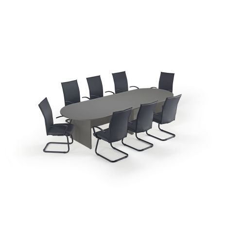 Graphite Grey Executive Modular Boardroom Table And Black Modern Cantilever Chairs - Seats 8-16