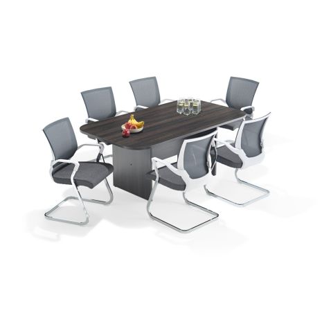 Modern Graphite Grey Oak Rectangular Boardroom Table with Grey And White Cantilever Chairs Bundle