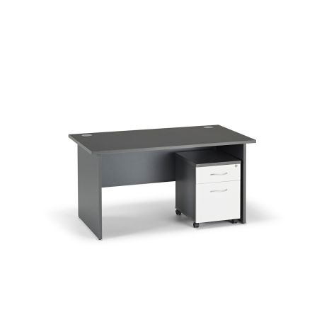 Graphite Grey Panel End Office Desk with Mobile Pedestal