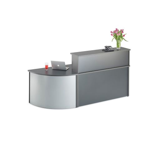 Straight Graphite Grey Reception Desk with Curved Unit Bundle