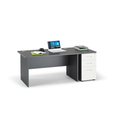 Graphite Grey Panel End Office Desk with Desk High Pedestal