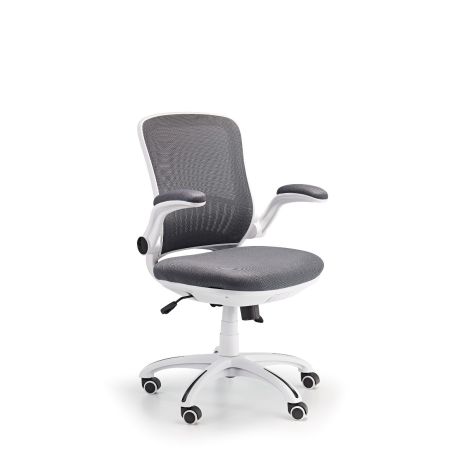 Deluxe Air Mesh Grey Swivel Chair with White Frame