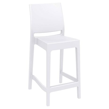 Maya Modern Bar Stool-White-Seat Height 650mm - H980mm x W440mm x 500mm