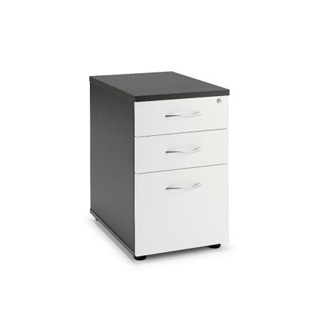 Graphite Grey and White Desk High Pedestal