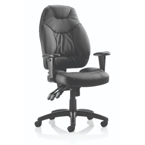 Ergonomic Leather Swivel Office Chair-Black Leather