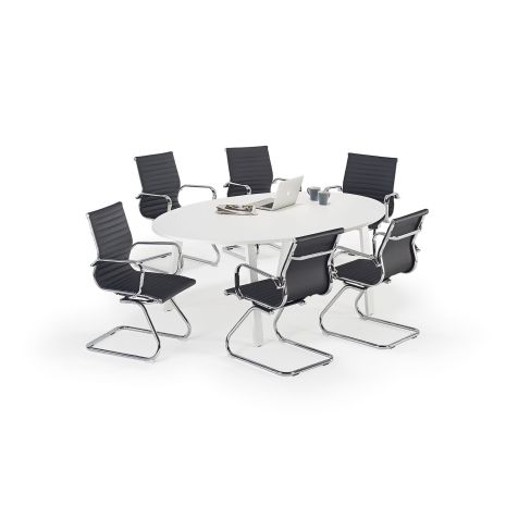 White Oval Boardroom Table With White Angled Legs And Charles Eames Inspired Boardroom Chairs Bundles