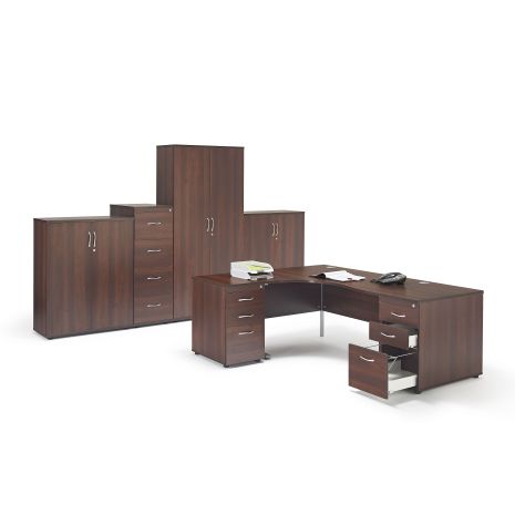 Walnut Office Furniture Suite 1 With Pedestals