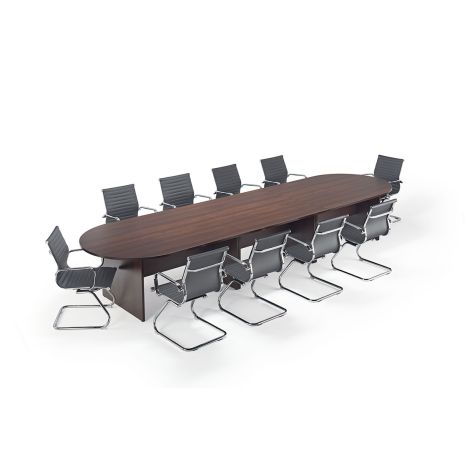Walnut Executive Modular Boardroom Table & Grey Charles Eames Style Chairs