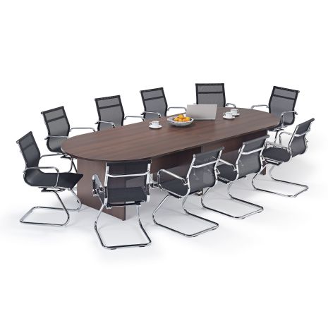Walnut Executive Modular Boardroom Table And Mesh Cantilever Bundle