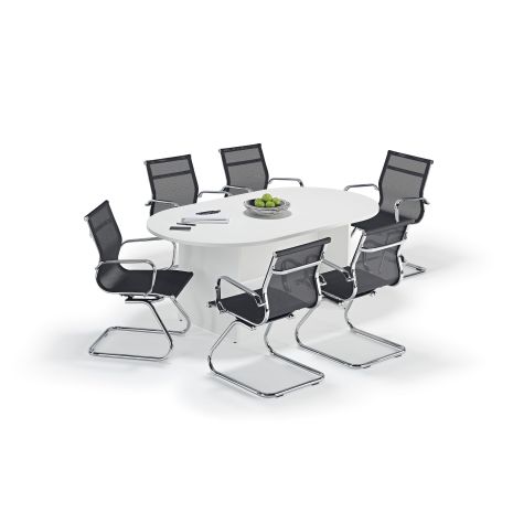 White Executive Boardroom Table And Mesh Cantilever Bundle