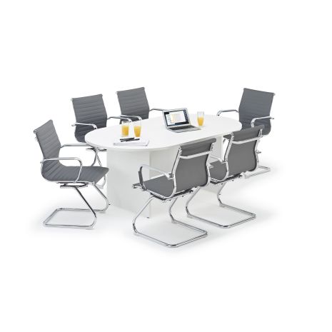 White Boardroom Table and Grey Cantilever Chairs