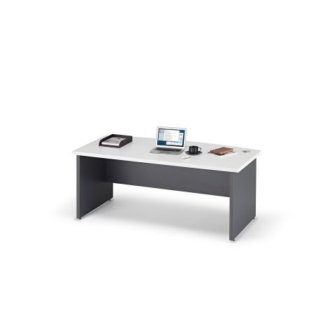 White Premium Executive Bow Fronted Desk with Graphite Grey Legs