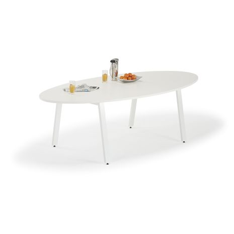 White Oval Boardroom Table With Angled Legs